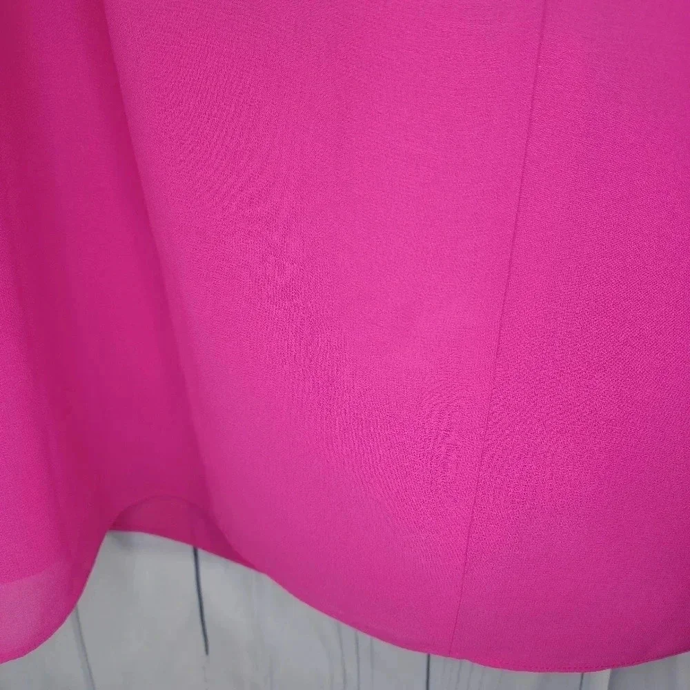 Vince Camuto Hot Pink layered drape chiffon boho flowy Flounce dress size 8 - Picture 12 of 15